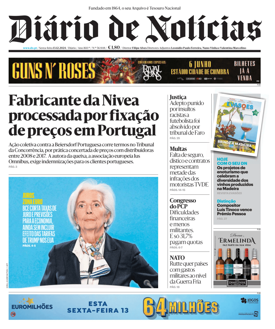 Prima-pagina-Diario de Noticias-edizione-di-oggi-20241213